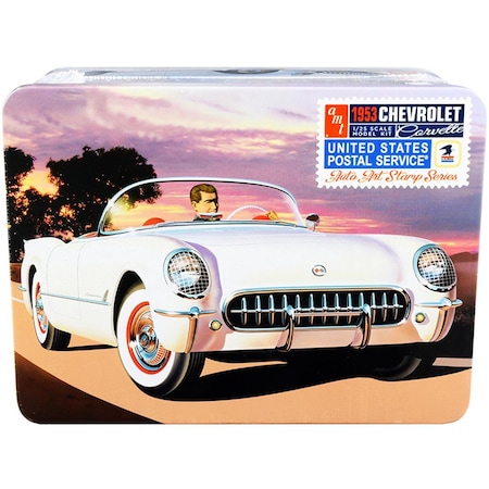 Amt 1-25 Scale 1953 Chevrolet Corvette USPS Themed Collectible Tin Skill 2 Model Kit AMT1244